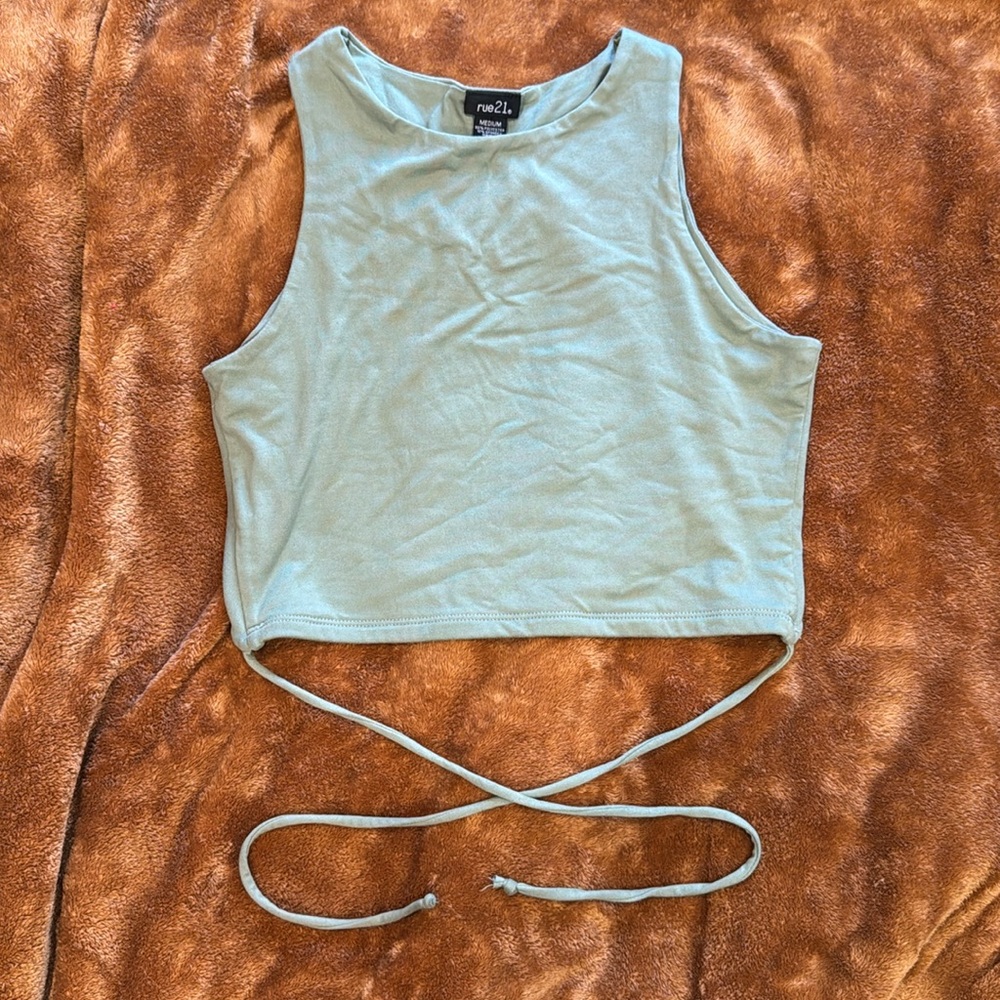 Backless Green Crop Top